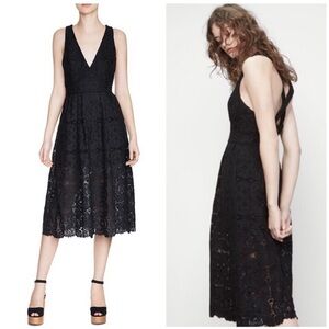 Maje Rimani Black Lace Midi Dress